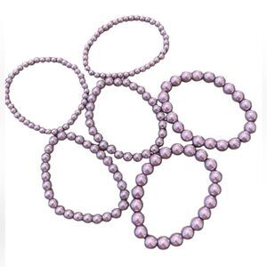 NWT Angelas Designs 6 handmade lavender faux pearl bracelets great for stacking